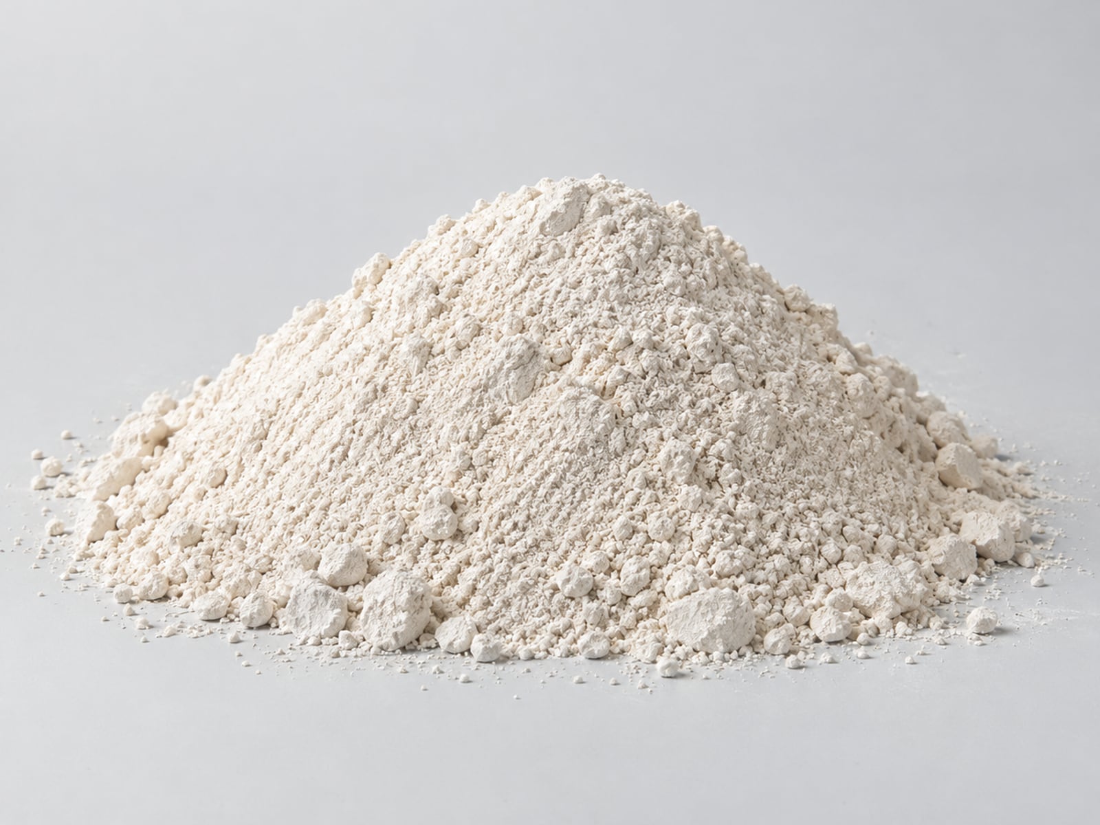 Heap of off-white filter aid powder