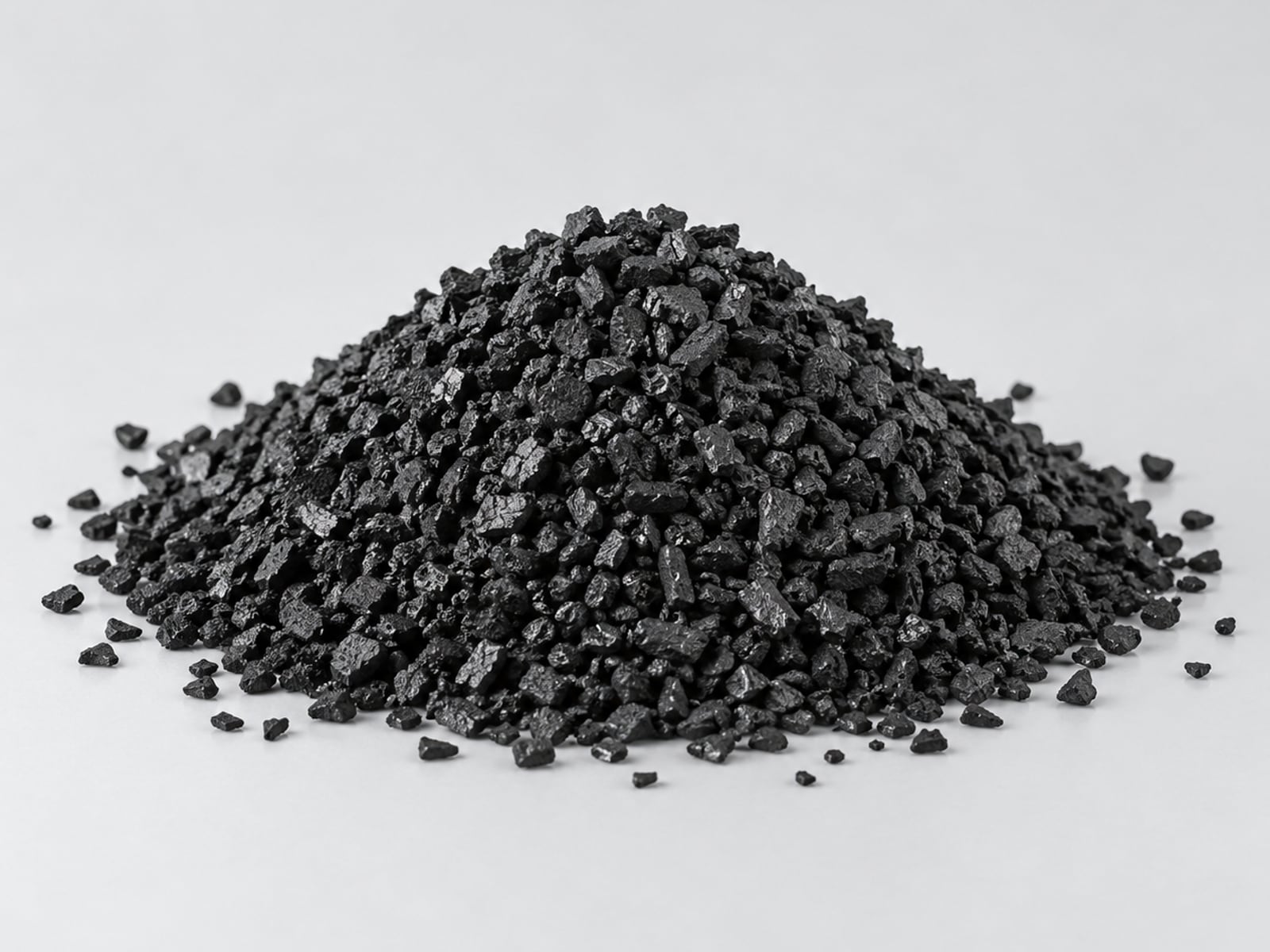 Heap of black granular activated carbon