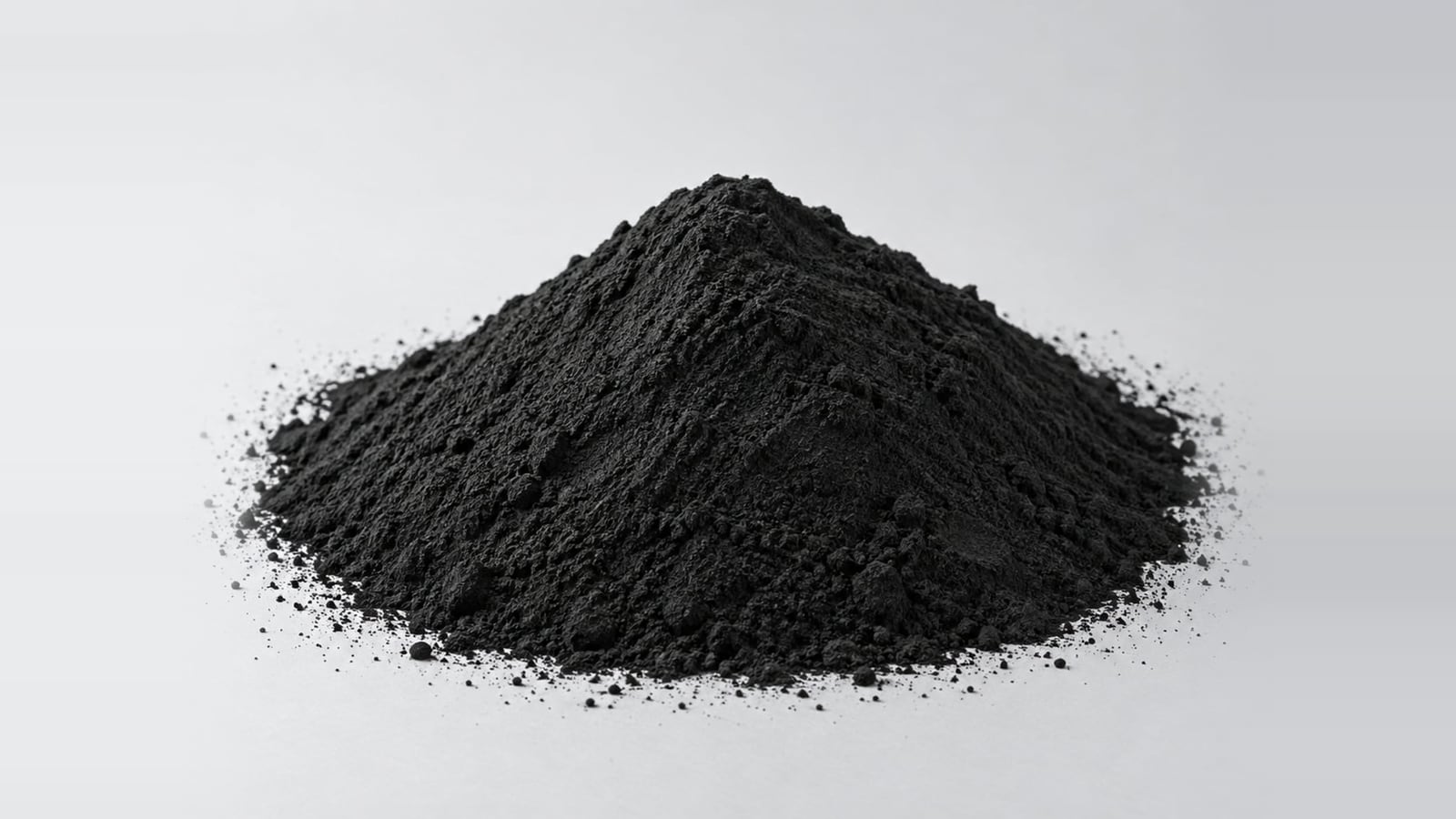Heap of powdered activated carbon